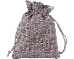 Jute Geschenktassen Set van 30 Stuks, 15 x 20 cm, Ideaal voor Huwelijk, Feest en Cadeaus, Grijze Trekkoord Pouches