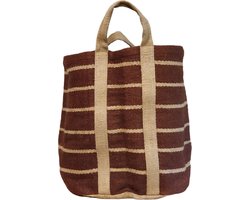 Jute Mand XL Liam Bruin/Beige-gestreept Opberger/Haardhoutmand/Hoogte 45cm