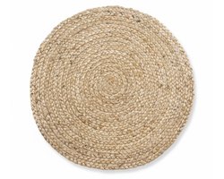 Jute Placemat- Set van 4- Ø38 cm- Natuurlijk Gevlochten- Ronde Placemat- Bohemian Tafelstyling- House Nordic