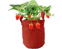 Jute plantenzak ø17cm rood rond met handvatten 50 stuks - Groeizak- Kweekzak- Plantenhouder - Plant bag