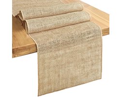 Jute tafelloper - Boerderij tafelloper - Jute tafelloper - Tafelloper van katoen en linnen - Tafelkleed - 180x30cm - Tafeldecoratie in landelijke stijl - Set van 1 - Vintage tafeldecoratie - Multifunctioneel - Praktisch