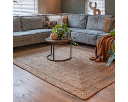 Jute vloerkleed vierkant - Boho & me - naturel 150x150 cm