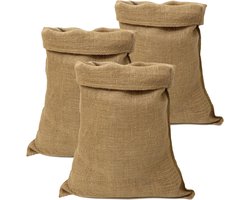 Jute zak 80 x 50 cm Made in Italy 3 stuks - Natuurlijke stof voor doe-het-zelvers - Meubels tuin opbergen van voorwerpen.