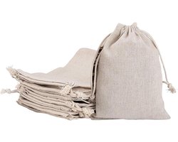 Jute Zakjes met Trekkoord - Linnen Tasjes Cadeau - Kleine Spullen Opbergen - Natuurlijk Ademend Materiaal