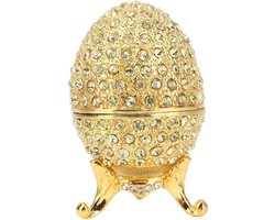 Juwelendoos met handgeschilderd Egg Style design - Decoratieve scharnierende Snuisterijdoos voor Home Decor - Collectible Gift - Uniek en Verfijnd Ontwerp