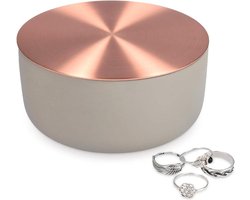Juwelendoos sieradendoos beton roségoud kettingen armbanden ringen opberger grijs goud Juwelendoos