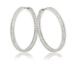 Juwelier Zwartevalk zilveren (gerhodineerd) oorbellen met zirkonia - 22.047/40mm--