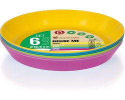 Juypal Borden - 6x - gekleurd - kunststof - D18,5 x H2,5 cm - herbruikbaar - BPA-vrij