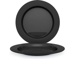 Juypal Bordenset - 4x - zwart - kunststof - D26 cm - herbruikbaar - BPA-vrij