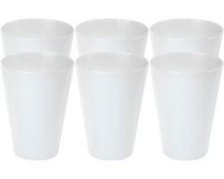 Juypal drinkbekers - 6x stuks - wit - onbreekbaar kunststof - 430 ml - herbruikbaar - BPA-vrij