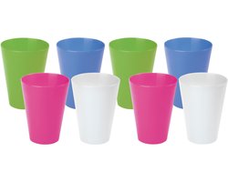 Juypal drinkbekers - 8x - wit - kunststof - 430 ml - herbruikbaar - BPA-vrij