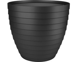 Juypal Hogar Bloempot/plantenpot Florenzia - zwart - kunststof - D30 x H26,8 cm - voor buiten/binnen
