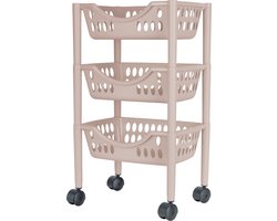 Juypal Keukentrolley - 3-laags - taupe - kunststof - 39 x 26,5 x 66,5 cm