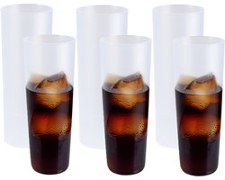 Juypal longdrink glas - 18x - wit - kunststof - 330 ml - herbruikbaar - BPA-vrij - onbreekbaar - camping