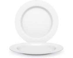Juypal Ontbijt borden set - 6x - wit - kunststof - D22 cm - herbruikbaar - BPA-vrij - klein formaat