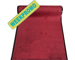 JYG - Deurmat tapijtloper binnen - 120x120cm - CLEANWASH ROOD - Belgische Droogloopmat in Extra Grote Maten – Superabsorberend Polyamide, 2 lange zijden afwerking, Antislip Vinyl Rug, 3 Kleuren, Diverse Lengtes en Breedtes