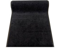 JYG - Deurmat tapijtloper binnen - 90x200cm - CLEANWASH ZWART - Belgische Droogloopmat in Extra Grote Maten – Superabsorberend Polyamide, 2 lange zijden afwerking, Antislip Vinyl Rug, 3 Kleuren, Diverse Lengtes en Breedtes