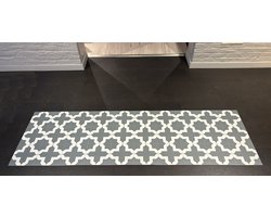 JYG Keukenloper vinyl binnen - SIEGEN - 60x340 cm - GRIJS/WIT - antislip - afwasbaar - voederbak onderlegger - keukenmat