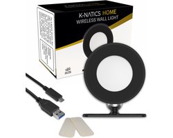 K-NATICS Wandlamp Oplaadbaar - Draadloos - Dimbaar - Smart Touch - Muurlamp Binnen Woonkamer/Slaapkamer/Badkamer/Kinderkamer