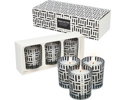 Kaarsen - Geurkaarsen in glas - Sfeerverlichting met een heerlijke geur - In een set van 3 - Een luxe geschenkset voor zowel mannen als vrouwen - Verschillende kleuren en geuren - Compacte en kleine kaarsjes - Ideale sfeermakers in huis! - Ancient