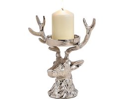 Kaarsen houder kandelaar Hertenkop, Zilver