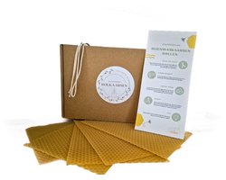 KAARSEN MAKEN - KNUTSELPAKKET ROLKAARSEN UIT ECHTE BIJENWAS - 5ST - DIY - RECHTSTREEKS VAN DE IMKER - kaarsen maken - knutselen zelf maken natuurlijk - leuk origineel Cadeau topcadeaus cadeaus ideaal kaars volwassen bijen meisjes jongens geschenk