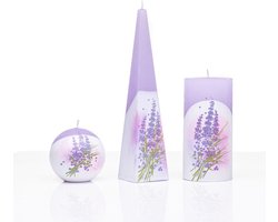 Kaarsen - Set Handgeschilderd - Lavendel - cadeau