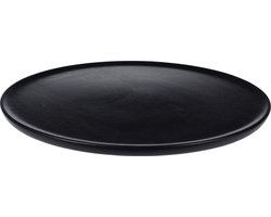 Kaarsenbord/kaarsenplateau - zwart - rond - hout - D38 cm - Kaarsenonderzetter