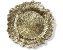 Kaarsenbord/plateau - rond - goud - asymmetrisch - 33 x 33 cm - Kaarsonderzetter