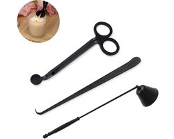 Kaarsendover Set - Candle Snuffer / Wick Trimmer / Dipper - Kaars Dover Waxinelichtjes Accessoires - Zwart - roestvrij staal - Geurkaars gereedschap - kaars schaar