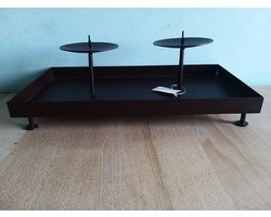 Kaarsenhouder - bruin - geschikt voor 2 kaarsen