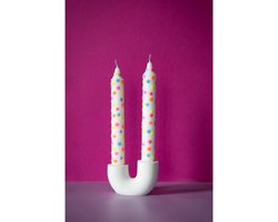 Kaarsenhouder Dubbele Kandelaar Wit Beton