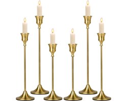 Kaarsenhouder goud - set van 6 - Goud - metalen kaarsenhouders - Kandelaar set- kaars op sokkel - Stijlvol - feestdecoratie - 21 diner - StijlvolStekkie - Kerst - Halloween - Pasen - Kaarsen niet inbegrepen.