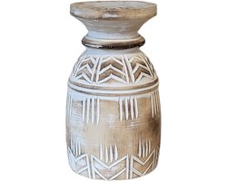 Kaarsenhouder - Hout - whitewash - handgemaakt