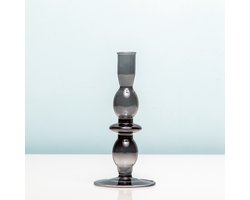Kaarsenhouder Kandelaar Glas  | Black | Zwart | Present Time | Medium
