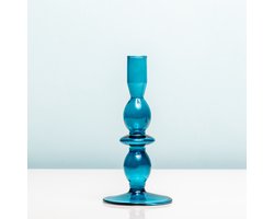 Kaarsenhouder Kandelaar Glas  | Dark Blue | Blauw | Present Time | Medium