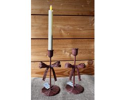 Kaarsenhouder met strik, van metaal