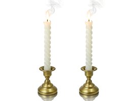 Kaarsenhouder Metaal - Kandelaars Set - Decoratieve Sfeer - Vintage Design - 2 Stuks - Goud