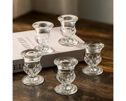 Kaarsenhouder - Set van 10 Glazen Taper Kaarshouders voor Bruiloft Kerstfeest Decor