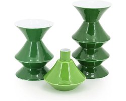 Kaarsenhouder set van 3 yack - groen - 10x10x19 cm