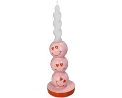 Kaarsenhouder Smiley roze