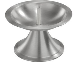 Kaarsenhouder - zilver - metaal - 11 cm - voor stompkaars 7-8 cm - mat