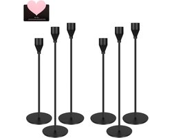 Kaarsenhouders Set van 6 zwarte kandelaars in verschillende afmetingen, 33/29/24 cm,Kaarsenstandaard,bruiloft kaars stand hoge kandelaar,bruiloftskandelaar,voor Woonkamer,Dinerornamenten