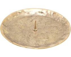 Kaarsenplaat met piek Ø9 cm - gepolijst messing - decoratief