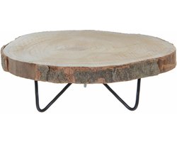 Kaarsenplateau - hout - met metalen poten - H14 x D40 cm - Kaarsenbord