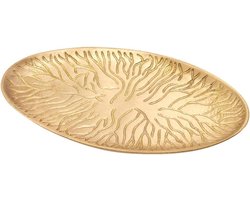 Kaarsenplateau - Onderzetter schotel - Decoratief gebruik - Boom ontwerp - 18x9 cm - Messing goud mat