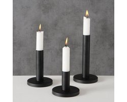 Kaarsenstandaard Woondeco Interieur Zwart 3-delig Boltze Home Ø9 cm x H16/12/8 cm