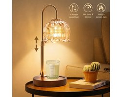 Kaarsenwarmer Lamp met Timer en Dimmer - In Hoogte Verstelbare Elektrische Geurlamp - Vlamloze Kaarsenlamp met 2 x 50W Halogeenlampen - Decoratieve Wax Melter voor Geurkaarsen - Cadeau voor Moederdag en Thuisdecoratie