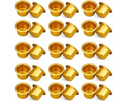Kaarshouder - 30 Stuks - Kandelaars - Aluminium - Metalen dinerskaars houders - Kaarsenpassingen - Kaarsenstandaard - Decoratie - Klein - Geschikt voor het plaatsen van kaarsen - 27mm x 19mm - Goud