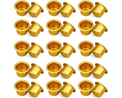 Kaarshouder - 30 Stuks - Kandelaars - Aluminium - Metalen dinerskaars houders - Kaarsenpassingen - Kaarsenstandaard - Decoratie - Klein - Geschikt voor het plaatsen van kaarsen - 27mm x 19mm - Goud
